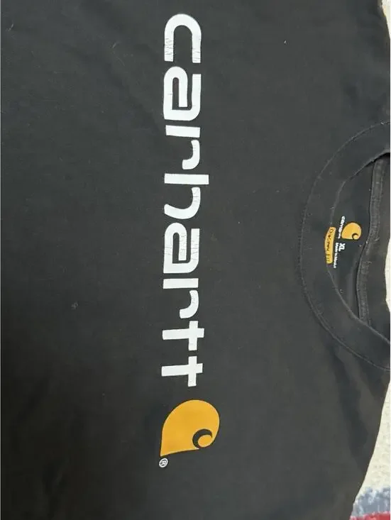 Carhartt Logo Graphic Black Tee Mens XL Original Fit Cotton Casual Workwear - Picture 4 of 6